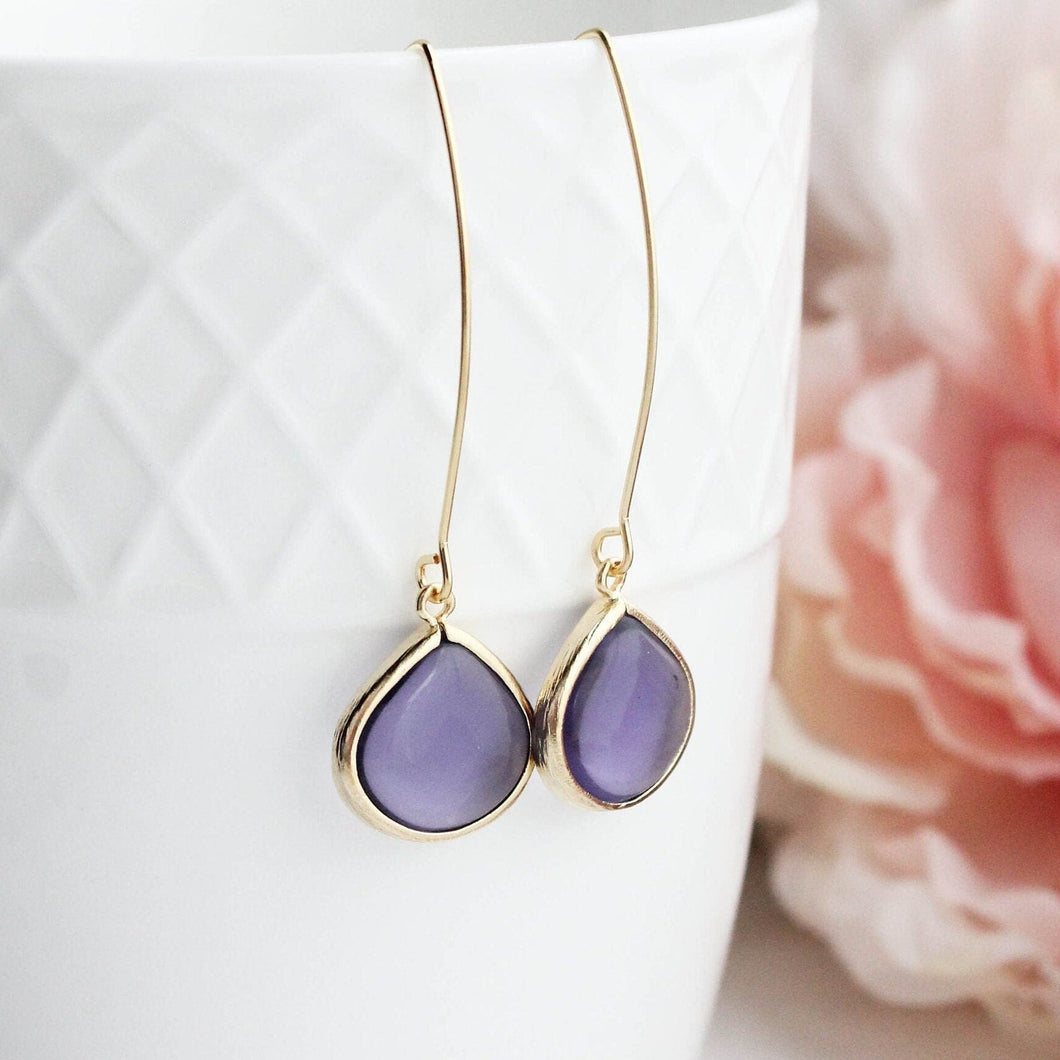 Long Candy Jewel Earrings | Amethyst Purple