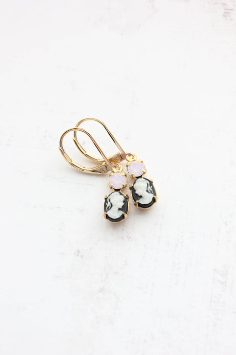 Little Cameo Earrings | Black and White