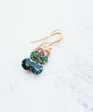 Load image into Gallery viewer, Ocean Blue Glass Earrings | Teal and Pink Drops