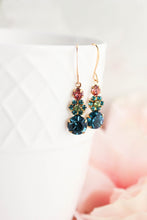 Load image into Gallery viewer, Ocean Blue Glass Earrings | Teal and Pink Drops