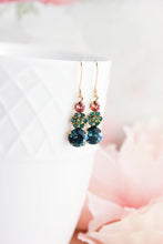 Load image into Gallery viewer, Ocean Blue Glass Earrings | Teal and Pink Drops