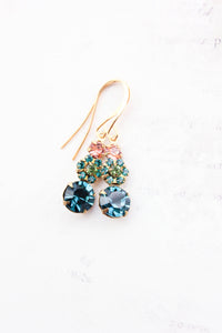 Ocean Blue Glass Earrings | Teal and Pink Drops