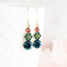 Load image into Gallery viewer, Ocean Blue Glass Earrings | Teal and Pink Drops