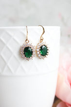 Load image into Gallery viewer, Emerald Green Earrings | Crystal Glass Earrings