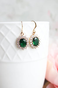 Emerald Green Earrings | Crystal Glass Earrings