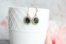 Load image into Gallery viewer, Emerald Green Earrings | Crystal Glass Earrings