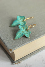 Load image into Gallery viewer, Ivy Leaf Earrings - Verdigris Patina