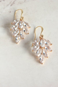 Glass Leaf Earrings | Cubic Zirconia Earrings