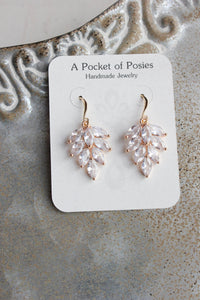 Glass Leaf Earrings | Cubic Zirconia Earrings