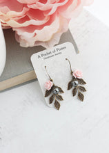 Load image into Gallery viewer, Pink rose and Black Grey Pearl Branch Earrings