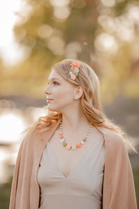 Floral Statement Bib Necklace | Pearls and Roses