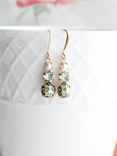 Load image into Gallery viewer, Green Drop Earrings | Peridot Glass Jewel Earrings