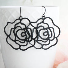 Load image into Gallery viewer, Big Rose Filigree Earrings