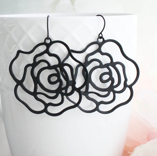 Big Rose Filigree Earrings