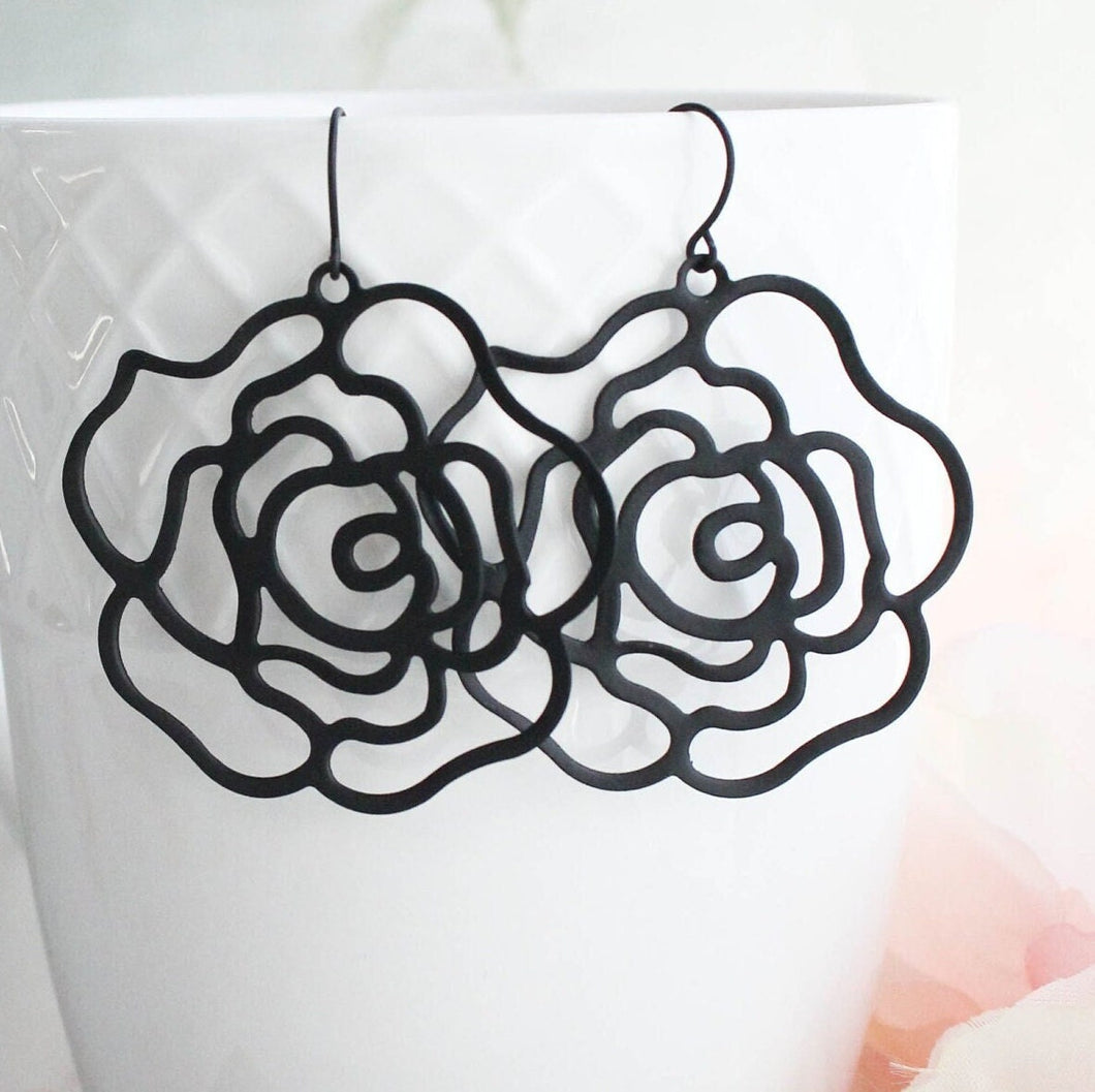 Big Rose Filigree Earrings