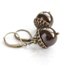 Load image into Gallery viewer, Chocolate Brown Acorn Earrings