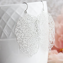 Load image into Gallery viewer, Big Leaf Earrings | Silver Filigree Leaf