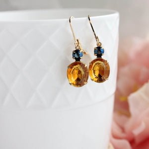 Topaz Glass Earrings | Vintage Glass Drops