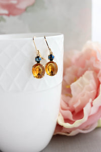 Topaz Glass Earrings | Vintage Glass Drops