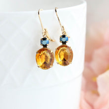 Load image into Gallery viewer, Topaz Glass Earrings | Vintage Glass Drops