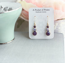 Load image into Gallery viewer, Purple Drop Earrings | Shades of Lavender Vintage Glass