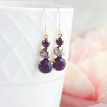 Load image into Gallery viewer, Purple Drop Earrings | Shades of Lavender Vintage Glass