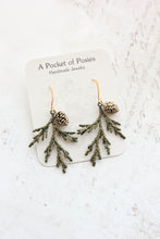 Load image into Gallery viewer, Cedar Branch And Cone Earrings (2 styles)