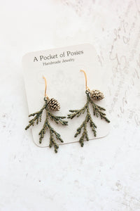 Cedar Branch And Cone Earrings (2 styles)