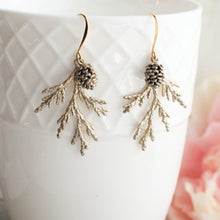 Load image into Gallery viewer, Cedar Branch And Cone Earrings (2 styles)