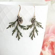 Load image into Gallery viewer, Cedar Branch And Cone Earrings (2 styles)