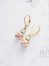 Load image into Gallery viewer, Little Pink Rose Drop Earrings