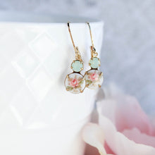 Load image into Gallery viewer, Little Pink Rose Drop Earrings