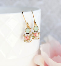 Load image into Gallery viewer, Little Pink Rose Drop Earrings