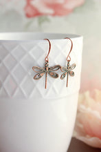 Load image into Gallery viewer, Dragonfly Earrings | Mint Patina Copper Earrings