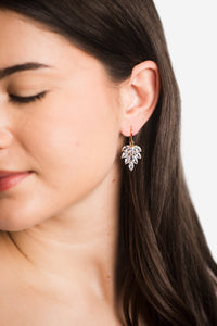 Glass Leaf Earrings | Cubic Zirconia Earrings