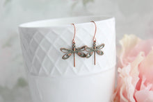 Load image into Gallery viewer, Dragonfly Earrings | Mint Patina Copper Earrings