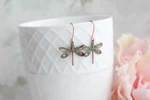 Dragonfly Earrings | Mint Patina Copper Earrings