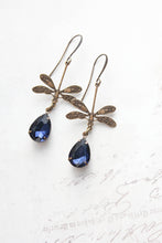 Load image into Gallery viewer, Dragonfly Earrings | Dark Navy Blue Teardrop