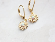 Load image into Gallery viewer, Little Daisy Earrings with Opal | Tiny Flower Earrings