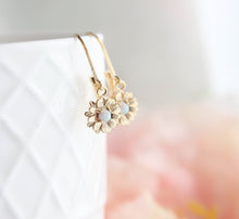 Load image into Gallery viewer, Little Daisy Earrings with Opal | Tiny Flower Earrings