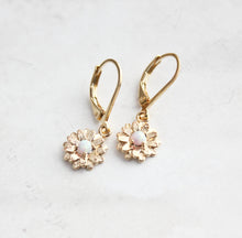 Load image into Gallery viewer, Little Daisy Earrings with Opal | Tiny Flower Earrings