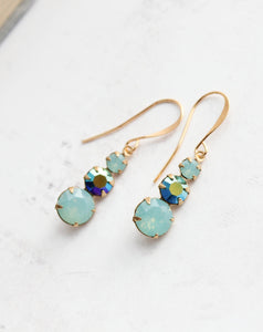 Aqua Mint Drop Earrings | Shades of Aqua | Vintage Glass