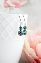 Load image into Gallery viewer, Deep Teal Drop Earrings | Sea Blue Glass Earrings