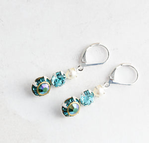 Deep Teal Drop Earrings | Sea Blue Glass Earrings