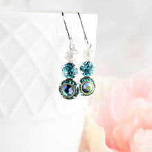 Load image into Gallery viewer, Deep Teal Drop Earrings | Sea Blue Glass Earrings