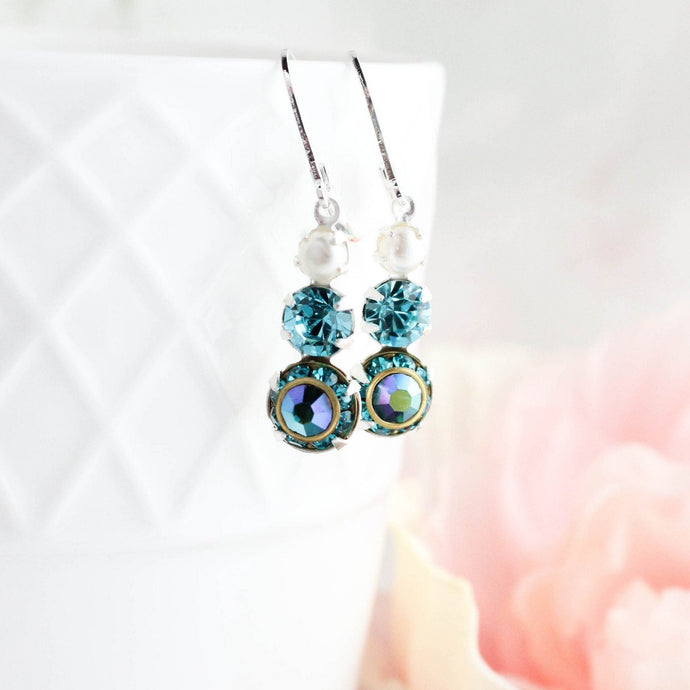 Deep Teal Drop Earrings | Sea Blue Glass Earrings