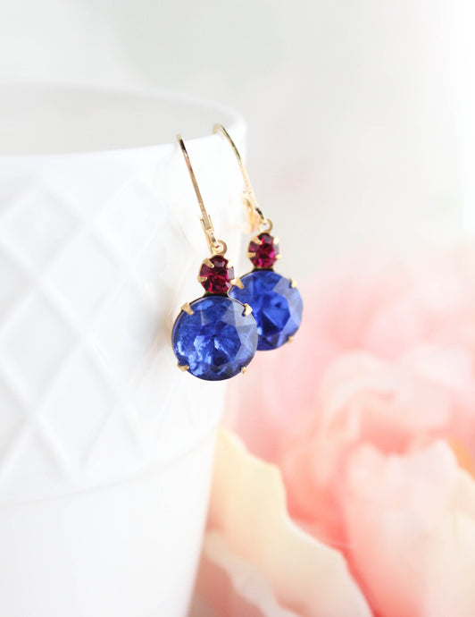 Sapphire Blue Glass Earrings