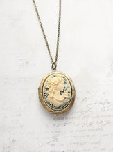 Load image into Gallery viewer, Cameo Locket Necklace | Lady on Dark Navy