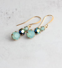 Load image into Gallery viewer, Aqua Mint Drop Earrings | Shades of Aqua | Vintage Glass