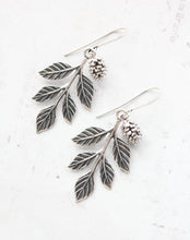 Load image into Gallery viewer, Silver Branch and Pine Cone Earrings